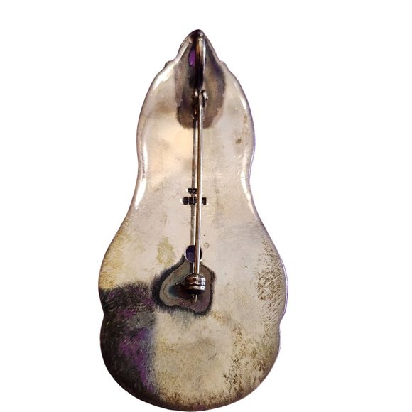 Vintage Sajen 925 Sterling Huge Semi Precious Goddess Brooch Pendant (A2121) - Picture 3 of 4